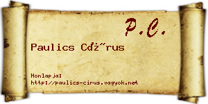 Paulics Círus névjegykártya
